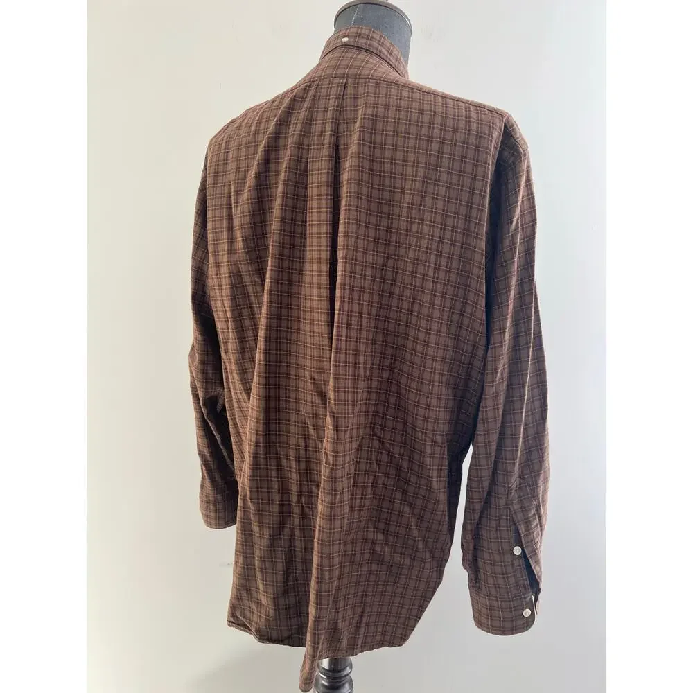 Polo Ralph Lauren Men's Button Down Casual Dress Shirt Brown Plaid Size Large SG